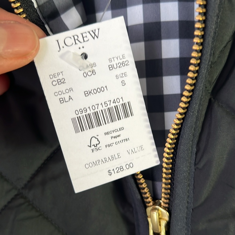 J.Crew Quilt vest women size S black NWT - Picture 6 of 9